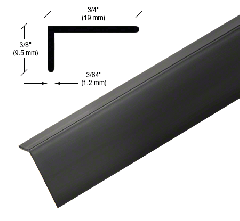 CRL Matte Black PVC 3/4" x 3/8" L Angle with Pre-Applied Tape - 95"