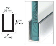 CRL Brite Brushed Anodized Wet Glaze 1-1/2" Deep U-Channel 240" Stock Length