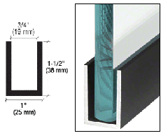 CRL Black Powder Coat Wet Glaze 1-1/2" Deep U-Channel 240" Stock Length