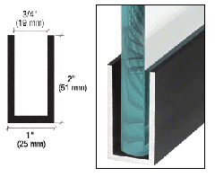 CRL Black Powder Coat Wet Glaze 2" Deep U-Channel 240" Stock Length