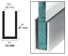 CRL Satin Anodized Wet Glaze 2" Deep U-Channel 240" Stock Length