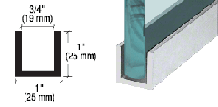 CRL Brite Brushed Anodized Wet Glaze 1" Deep U-Channel 240" Stock Length