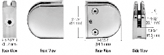 CRL Polished Stainless Z-Series Round Type 1-1/2" Radius Base Stainless Steel Clamp for 1/2" Glass