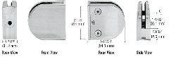 CRL Brushed Stainless Z-Series Round Type 2"  Radius Base Stainless Steel Clamp for 1/2" Glass