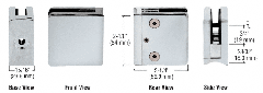 CRL Satin Chrome Z-Series Square Type Radius Base Zinc Clamp for 1/4" and 5/16" Glass