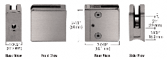 CRL Brushed Nickel Z-Series Square Type Radius Base Zinc Clamp for 3/8" Glass