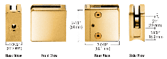 CRL Gold Plated Z-Series Square Type Radius Base Zinc Clamp for 3/8" Glass