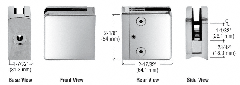 CRL Chrome Z-Series Square Type Radius Base Zinc Clamp for 1/2" Glass