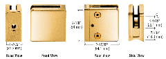 CRL Gold Plated Z-Series Square Type Radius Base Zinc Clamp for 1/2" Glass