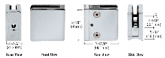 CRL Satin Chrome Z-Series Square Type Radius Base Zinc Clamp for 1/2" Glass