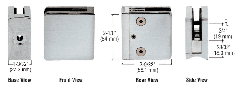 CRL Brushed Stainless Z-Series Square Type Radius Base Stainless Steel Clamp for 3/8" Glass
