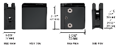 CRL Matte Black Z-Series Square Type Radius Base Stainless Steel Clamp for 3/8" Glass