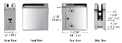 CRL Polished Stainless Z-Series Square Type Radius Base Stainless Steel Clamp for 1/2" Glass