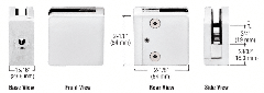 CRL White Z-Series Square Type Flat Base Zinc Clamp for 1/4" and 5/16" Glass