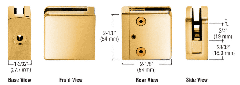 CRL Gold Plated Z-Series Square Type Flat Base Zinc Clamp for 3/8" Glass