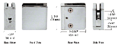 CRL Brushed Stainless Z-Series Flat Surface Mount Square Type Glass Clamps for 3/4" Glass