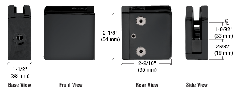 CRL Matte Black Z-Series Flat Surface Mount Square Type Glass Clamps for 3/4" Glass