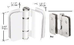 CRL White Stainless Steel Zurich 01 Series 180 Degree Glass-to-Glass Outswing or Inswing Bi-Fold Hinge